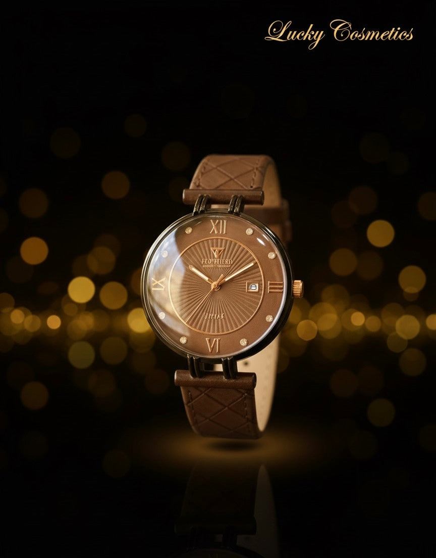 Elegant Brown Strap Timepiece - Fortune Time Collection